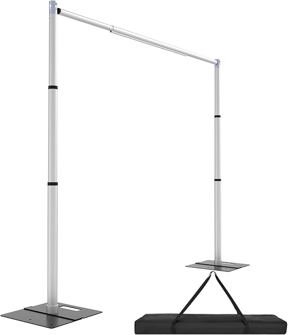 Hecis Pipe and Drape Backdrop Stand Kit, 10ftx10ft Heavy Duty Backdrop Stand, Adjustable Metal Pipe and Drape Stand, Background Stand for Parties Birthday Party Baby Shower Wedding Decorations
