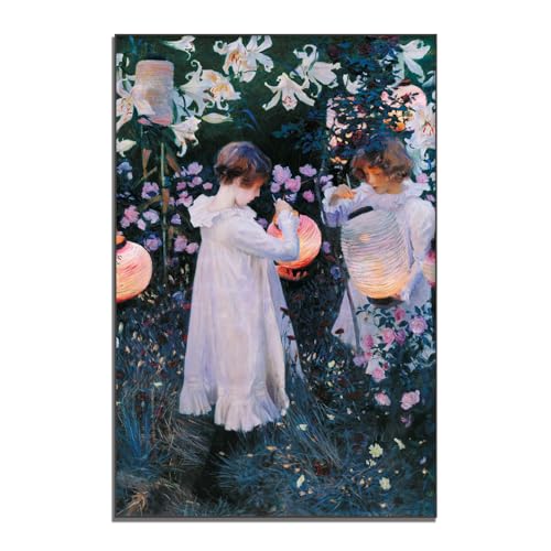 OKRA John Singer Sargent Canvas Wall Art Carnation, Lily, Lily, Rose Poster Vintage People Flowers Nature Landscape Poster Master Painting Print Room Aesthetic Wall Decorate Unframed12x18in30x45cm