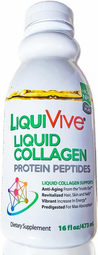 LiquiVive Liquid Collagen Protein Peptides Concentrate | Pure Hydrolyzed Super Multi Collagen Hydrolysate Health Drink | Higher Direct Absorption Than Powder Pills & Capsules | Colageno Liquido