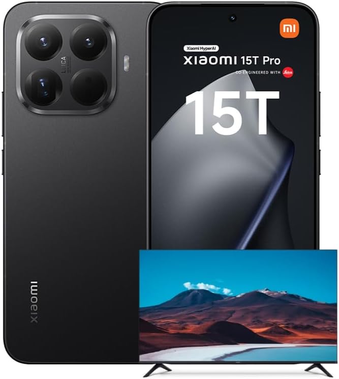 Xiaomi 15T Pro, Smartphone 121024GB, 6.83" 144Hz Eye-care Display, MediaTek Dimensity 9400, 50MP Leica 5x Pro Telephoto, 5500mAh, Black, Charger Not Included,Xiaomi TV F 32