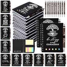 Kosiz 40 Pcs/20 Set Fathers Day Church Gifts Bulk, Christian Bible Prayer Journal with Sticky Note, Bamboo Pens, Spiral Notebook 5.3 x 4.1 in Faith Based Gifts for Study Groups(Black,Tree of Life)