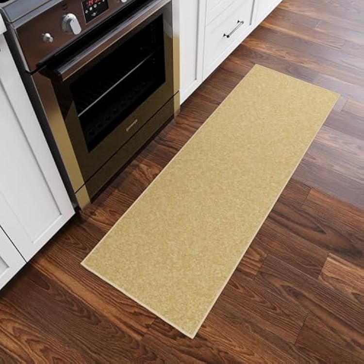 Ottomanson Hallway Runner Rug 110 x 6 Non Slip Solid Area Rugs Easy to Clean Laundry Rug Runner Durable & Pet Friendly Floor Carpet Runners for Hallways Entryway Living Room Kitchen, Beige
