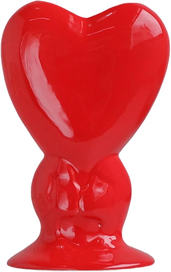 Ceramic Heart-Shaped Vase, Red