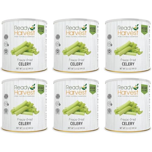 Ready Harvest Freeze-Dried Food Celery Fresh Pantry Staples | Camper Must Haves Camping Survival Emergency Supply Hurricane Preparedness items #10 Can, 6 Cans