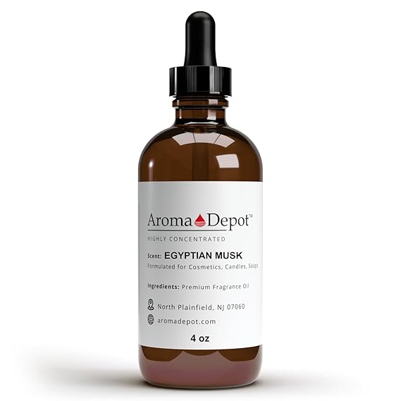 Aroma Depot Egyptian Musk Fragrance Oil 120ml Premium Egyptian Musk Essential Oil with Dropper for Candle Making, Soap Making, Bath Bombs, and More. Undiluted & Alcohol Free Scented Oil. (4 fl oz.)