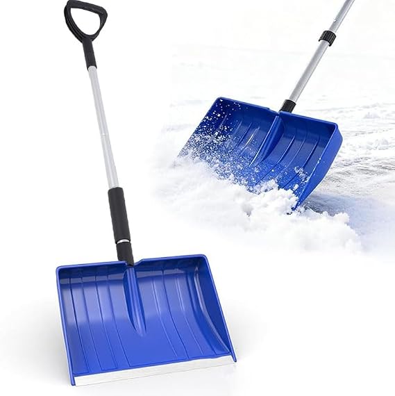 Snow Shovel Lightweight & Portable Detachable with Large Capacity, Emergency Snow Removal Tool for Outdoor, Driveway, Car, Garden and Camping (Blue)