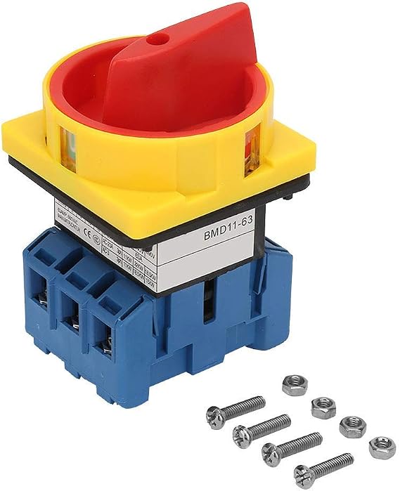 Rotary Cam Selector Changeover Switch 63A 3-Pole 2-Position Universal Load Circuit Breaker Switch Panel Rotary Cam On-Off Power Switch(63A)