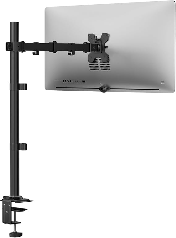 WALI Tall Monitor Arm Mount for Desk for 13-34 inch Screens, 22 lbs per Arm | Single Extra Tall Monitor Mount, Full Motion with Tilt, Swivel, Rotation, VESA Mount 75/100mm,for Office/Home (M001XL), Black