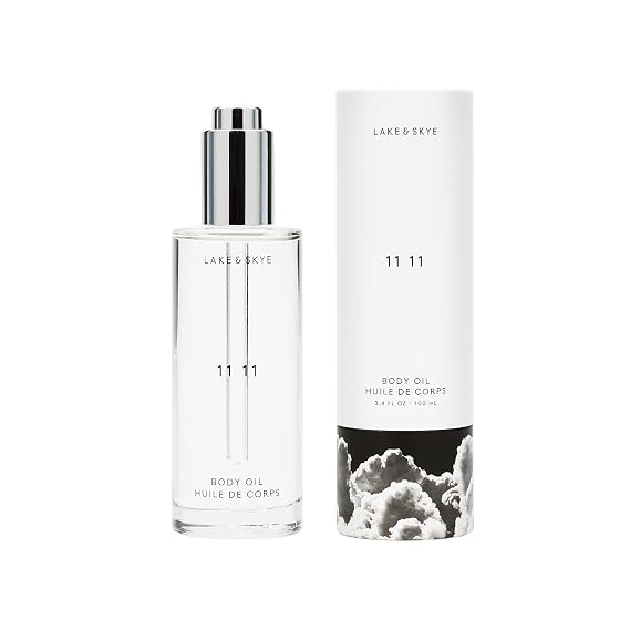 Lake & Skye 11 11 Body Oil Mini - Hydrating with Vitamin E & Sweet Almond Oil - Clean Skin Musk, Sheer & Uplifting Scent - 0.33 fl oz (10 ml)
