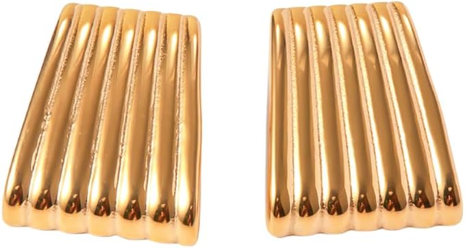 Gold Rectangle Earrings for Women, 18k Gold Statement Earrings Chunk Textured Stud Earrings, Square Drop Earring Minimalist Geometric Earrings for Women(H-Trapezoidal)