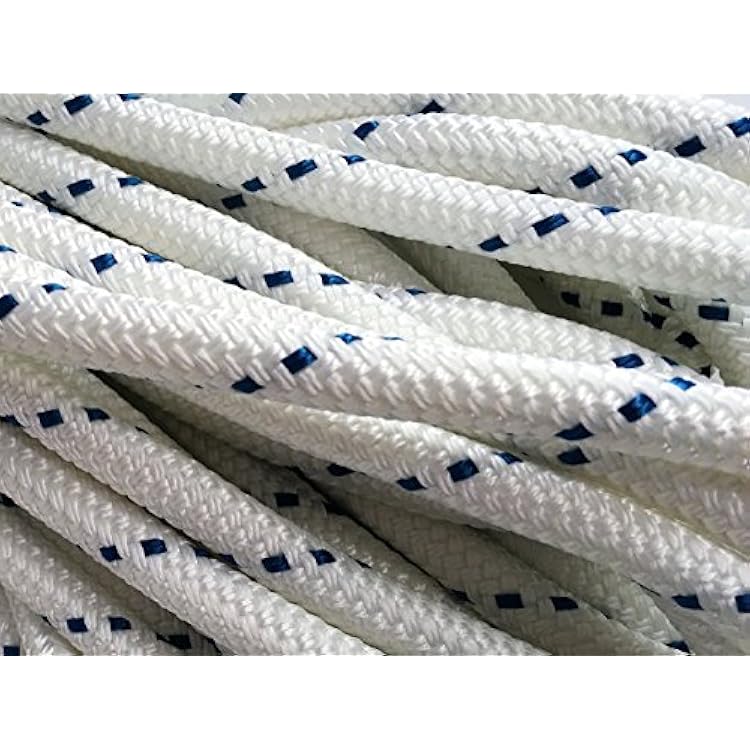 Yacht Braid Polyester Rope 12 inch by 100 feet, White Blue