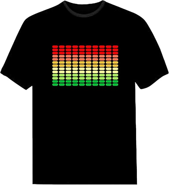 LED T-Shirt Sound Activated Equalizer Flashing Black Shirt for Kids Mens Party Cosplay