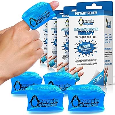 Finger Ice Pack, Finger and Toe Cold Gel Reusable Cryotherapy Compression Sleeve for Injuries, Arthritis, Tendonitis, Gout, or Sprains, No-Toxins and Latex Free.