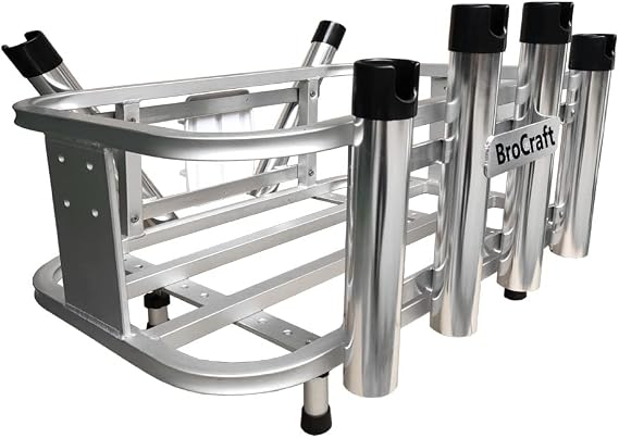 Brocraft Jet Ski Aluminum Fishing Rod Rack & Cooler Holder Combo with Gas Plates for PWC
