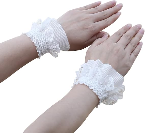 Lace Fingerless Gloves for Kids, Girls, Women, Teens, Adults, White