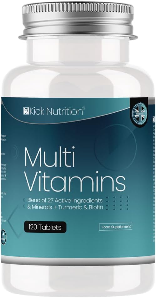 Multivitamins with Zinc & Vitamin C/D Plus Turmeric - 27 Key Nutrient Ingredients - UK's Largest Amount - 120 Tablets (4 Month Supply) for Both Men & Women - Suitable for Vegetarians
