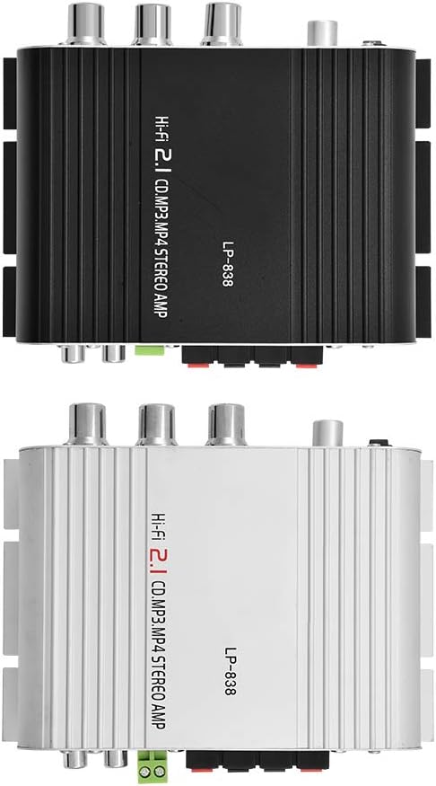 Mini HiFi 2.1 Stereo Power Amplifier for Car and Home Audio, Low Distortion Audio Amplifier Compact Car Stereo Amplifier Silver