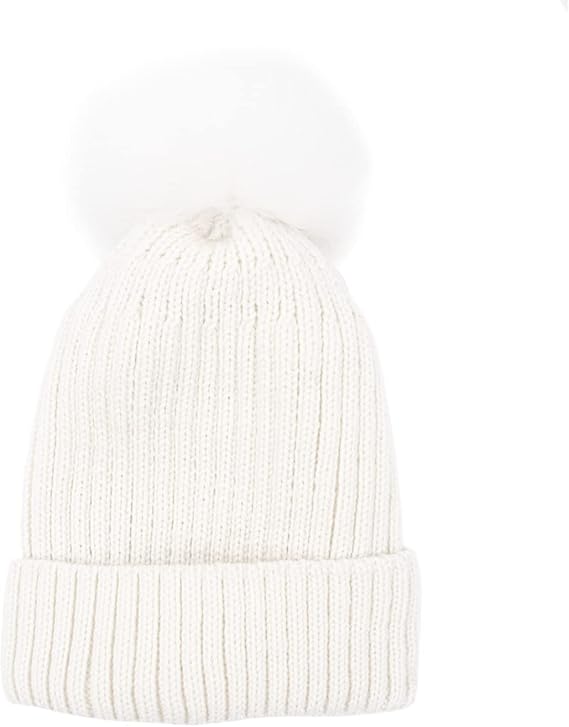 Fox Knit Hat - Removable Pom Fur Ski Style Hat - Warm Winter Fashion