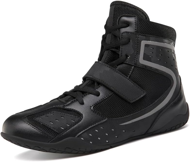 Boxing Shoes, Junior, Wrestling Shoes, Men's, Professional, Women's, Wide, High Cut, Lace Training, Weightlifting, MMA Shoes, Ankle Guard, Gym, Practice, Professional Training Shoes, Rubber