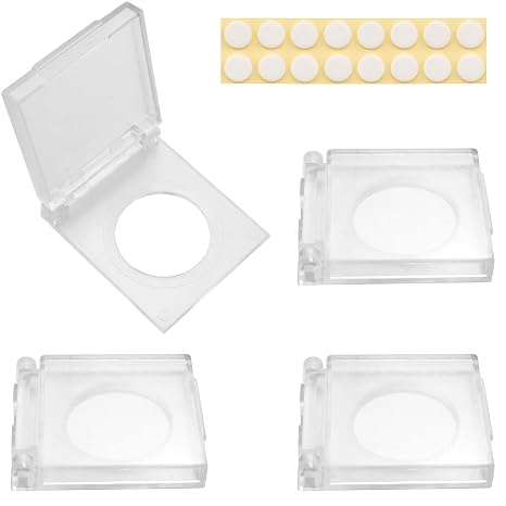 Push Button Cover 4PCS 16mm Adhesive Flat Power Switch Coves Safety Guard Plastic Pushbutton Cap with 16PCS Transparent Double-Sided Colloidal Particles