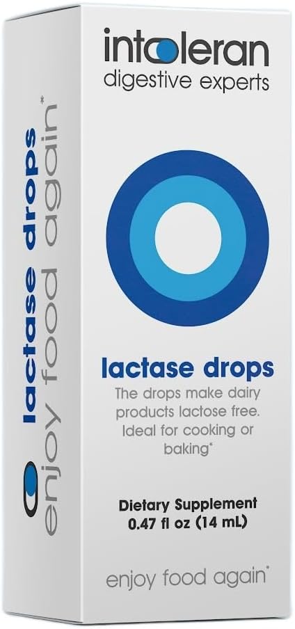 Intoleran Lactase Digestive Enzyme Drops - 0.47 FL Oz (14ml) | Liquid Lactase Enzyme for Lactose Intolerance, Makes Dairy Lactose-Free, For Cooking & Baking, Pure and Vegan, Low FODMAP