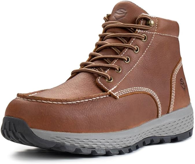 SUREWAY Men's Moc Toe Work Boots Wedge Sole Soft/Composite Toe