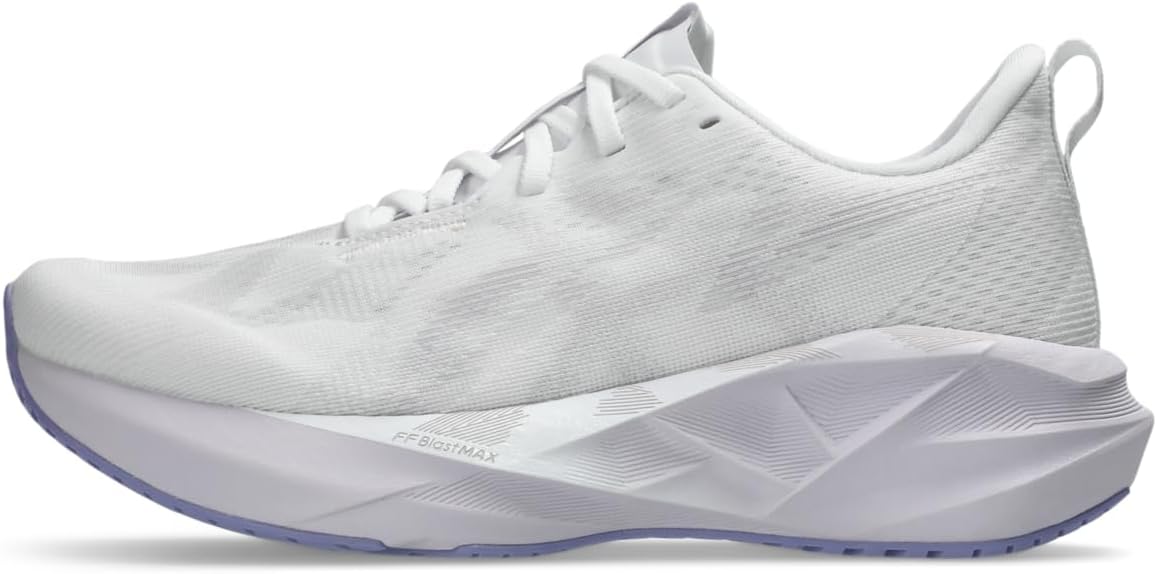 ASICS Women's Novablast 5 Running Shoe, White/Lilac Tip, 9.5 Wide