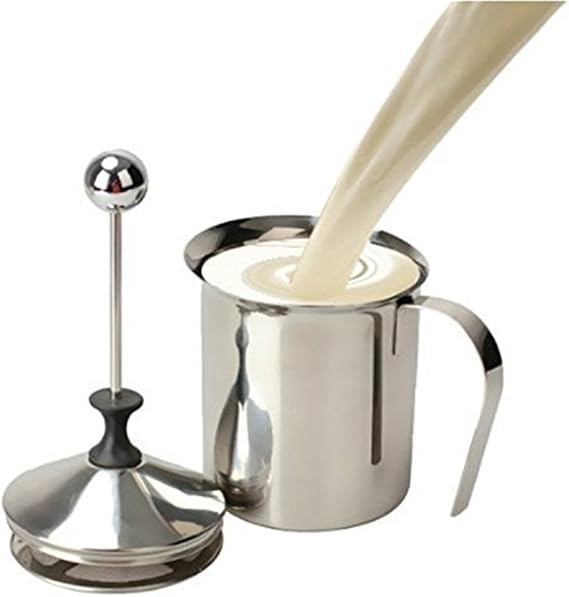 Milk Frother-400ml Stainless Steel Double Mesh Milk Creamer Frother Coffee Foam Latte
