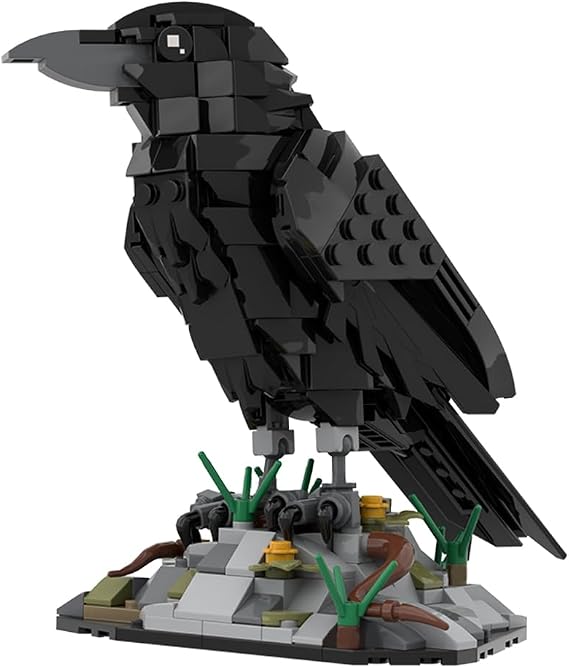 Raven Bird Building Bricks Modular Animals Black Bird Crow Art Set for Adults, Creative Animal MOC Construction Decor & Collectible Ornament - 357 Pieces MOC-217187