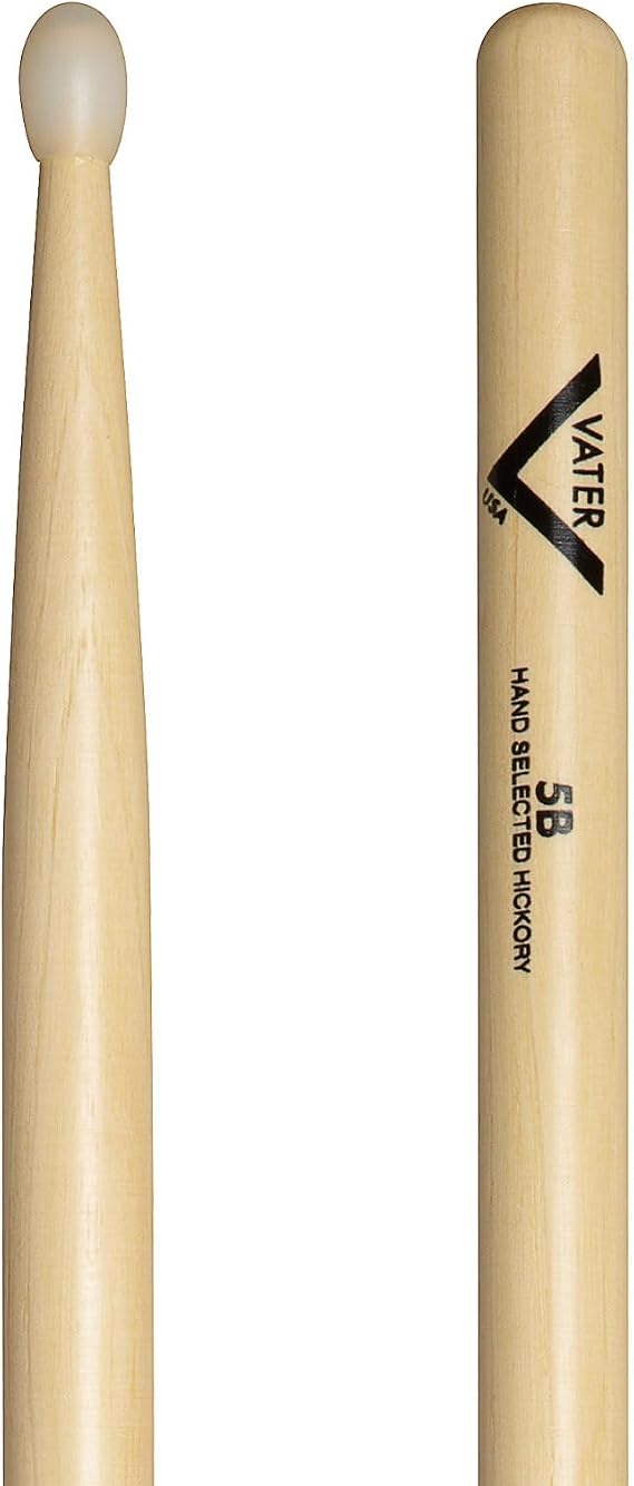 Vater 5B Hickory Drumsticks Pair, Nylon Tip