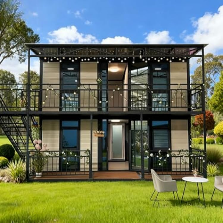 2 Story 20ft Foldable Expandable Container House Prefab Home with 3 4 5 Bedrooms Fully Equipped Kitchen & Bath Luxury 40ft Tiny House with Terrace for Adults Outdoor Family Mobile Prefabricated Home