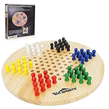 Win SPORTS Chinese Checkers Board - Classic Strategy Game & Fun for The Whole Family,Includes 60 Wooden Pegs in 6 Colors,Made with All Natural Wooden Materials (11.5 Inch)