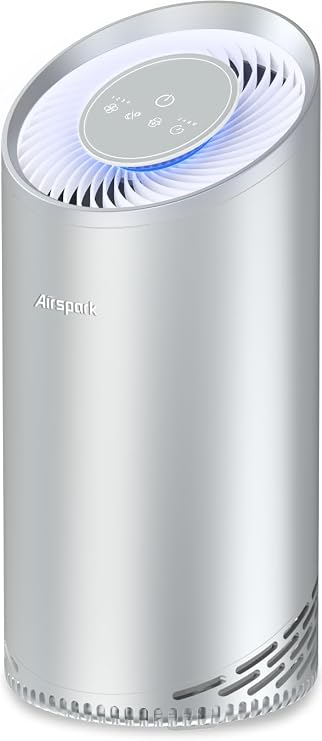 | Airspark Aluminum Air Purifier for Home Large Room for Bedroom (Silver)