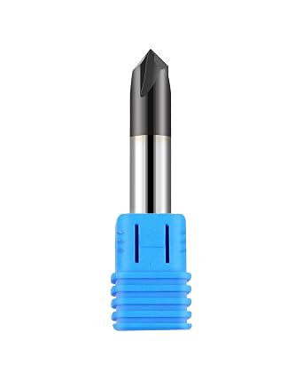 3/8in Solid Carbide End Mill,Chamfer Mill-Double End,4 Flute, 90 Chamfer Angle,AlTiN Coated Bits Tool for Medium Hardness Steel, Brass, Iron