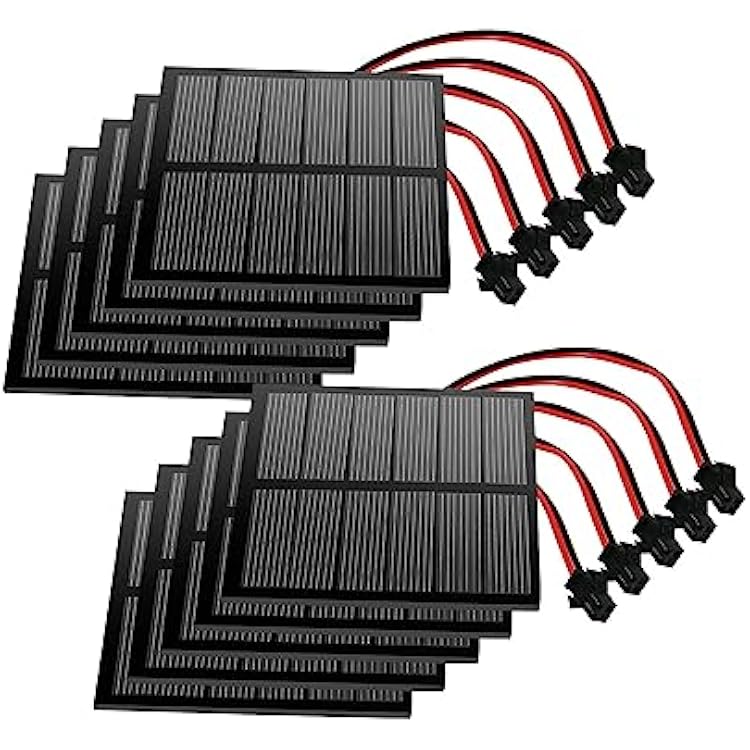 10Pcs Mini Solar Panels for Solar Power, 3V 210mA Mini Solar Panel Kit DIY Electric Toy Photovoltaic Cells Solar Epoxy Cell Charger with Wire Terminals 2.762.76 70mm70mm