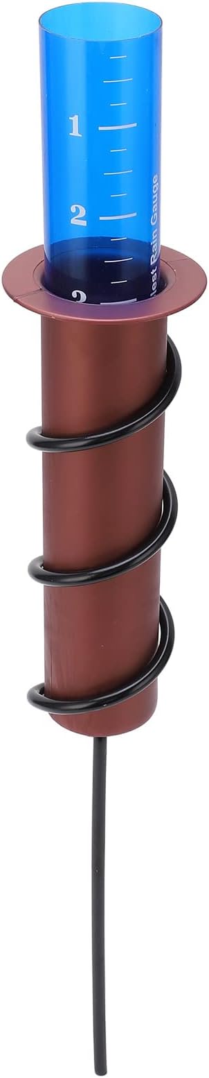 Rain Gauge Outdoor Freeze Proof Plastic Tube with Black Spiral Stand Adjustable Height Large Rain Measuring Tool for Garden, Deck, Lawn