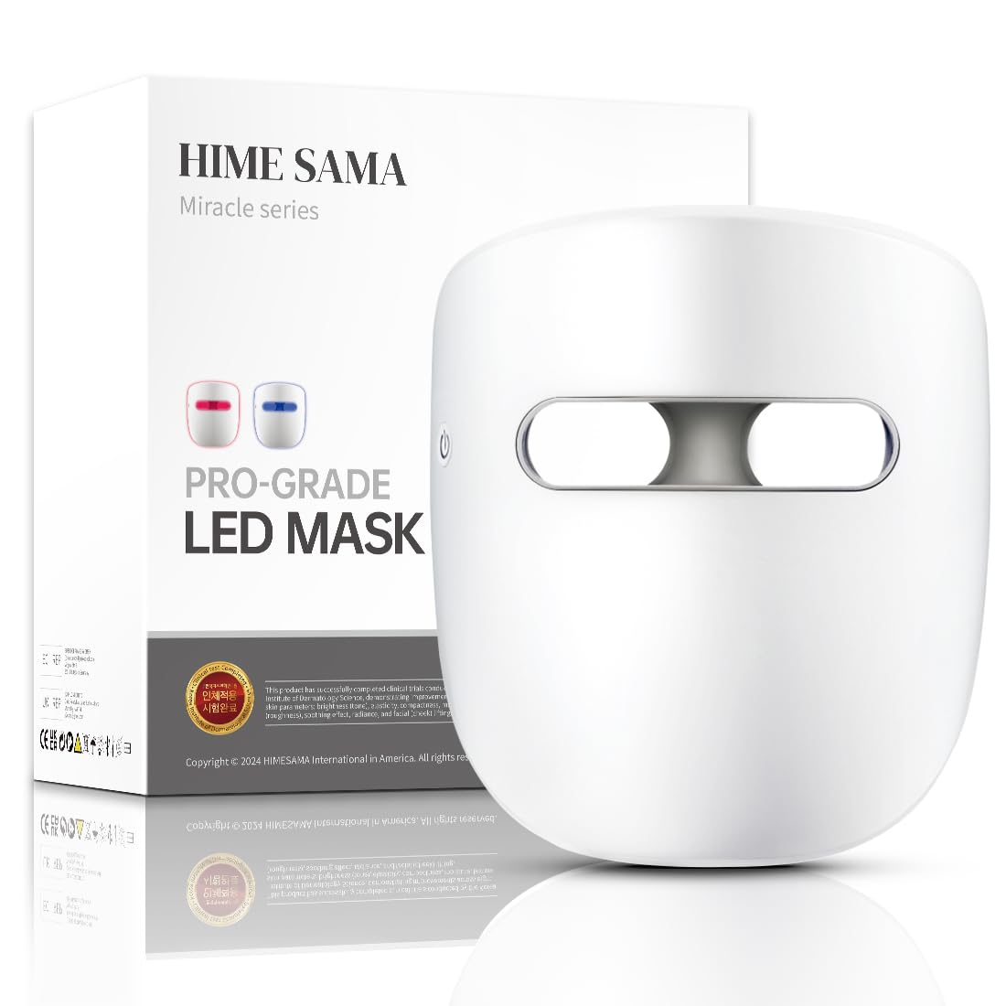 hime sama miracle ace rb-037 led face mask 8-color led face mask for anti-aging and wrinkles red-infrared blue-green skincare mask wireless and portable