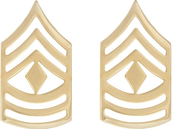 U.S. Army Metal Pin On Enlisted Rank NON-SUBDUED (SHINY) - 1 PAIR (E8 1SGT)