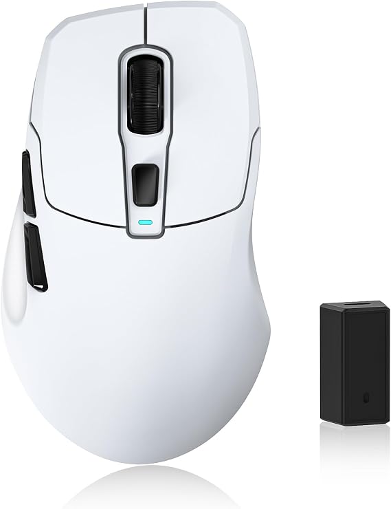 KYSONA Wireless Gaming Mouse, 26000 DPI, 8K Polling Rate, Tri-Mode 2.4GHz/USB-C/Bluetooth Ergonomic Mouse with Web-Driven, Ice-Cooling Coating, Rechargeable Gaming Mice for Laptop/PC/Mac/Xbox, White