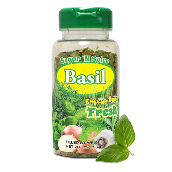 Sugar 'N Spice Premium Freeze-Dried Herbs & Spices, Strong Aroma and Fresh Flavor (Basil, .22 Ounce (Pack of 1))