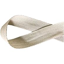 QIANF Twill Tape Ribbon 100% Cotton Natural Color 1/2 Inch Wide 50 Yard Roll Herringbone Tape(1/2 Inch-50Yard, Off-White)