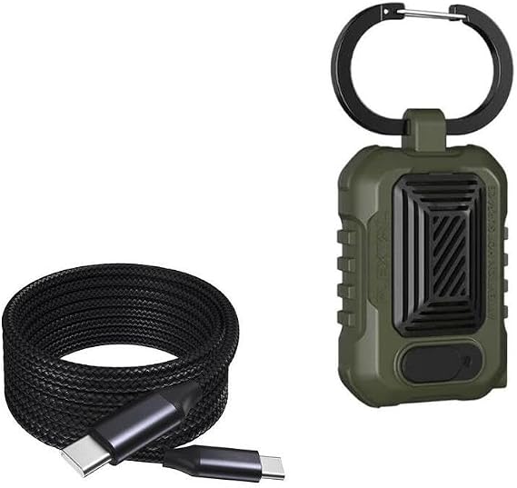 BoxWave Cable Compatible with Flextail Light Repeller - DirectSync PD Cable (10ft) - USB-C to USB-C (100W), Long Type C Braided Nylon Alloy Fast Charge - Jet Black