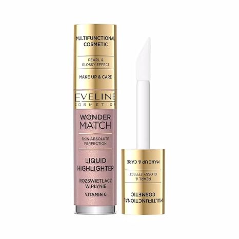 Eveline Cosmetics Wonder Match Radiant Liquid Highlighter with Vitamin C & Iris Extract - Vegan Lightweight Formula