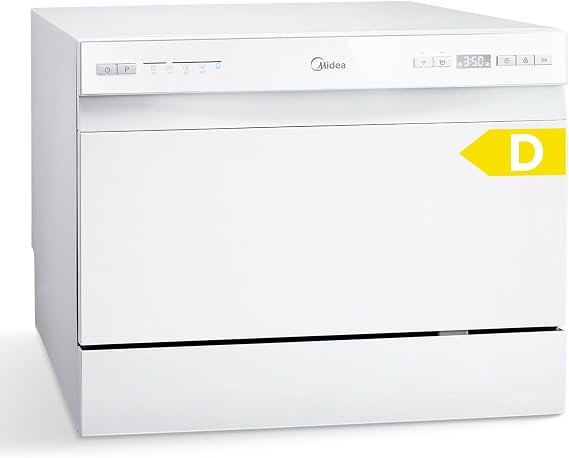 Midea Mini Dishwasher 6 Place Settings Table Dishwasher EEK D 47 dB AutoOpen extra drying softening system WiFi app control start delay dishwasher for small apartments and office [Energy Class D]