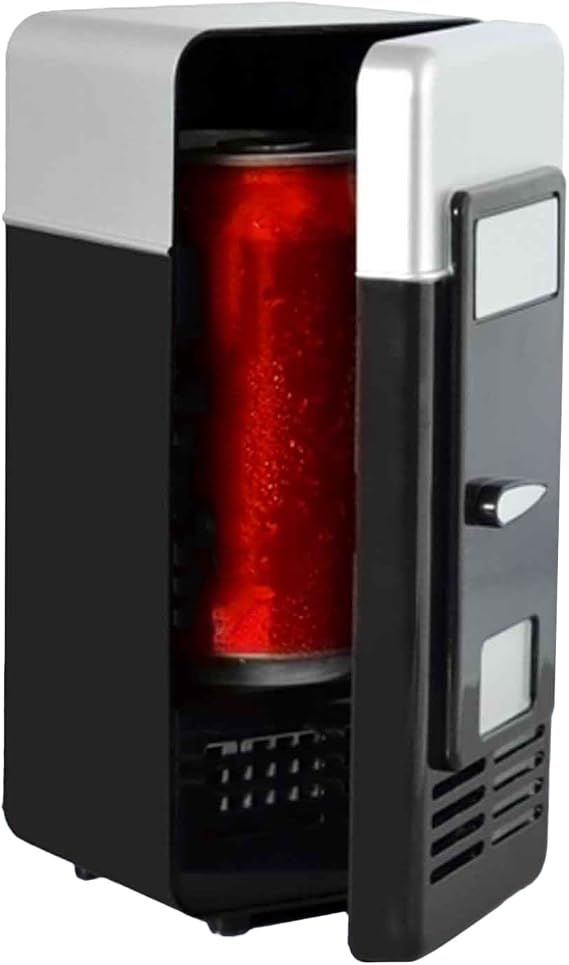 USB Personal Refrigerator - Beverage Cooler Drink Can Refrigerator, Portable Compact Appliance | Dual Tin Cooler Food Storage for Snacks, Dorm Apartment Bedroom Office Road Travel