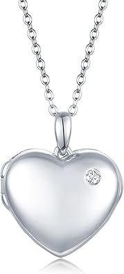 YOUFENG Love Heart Locket Necklace That Holds Pictures S925 Silver Photo Lockets Gifts for Women Jewelry