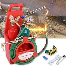 Oxygen Acetylene Torch Kit, Long Pipe Brass Nozzle Welding Torch Kit with Gauge Oxygen Acetylene, Gas Brazing Soldering Torch Brass Nozzle Welding Cutting Torch Soldering Equipment Red