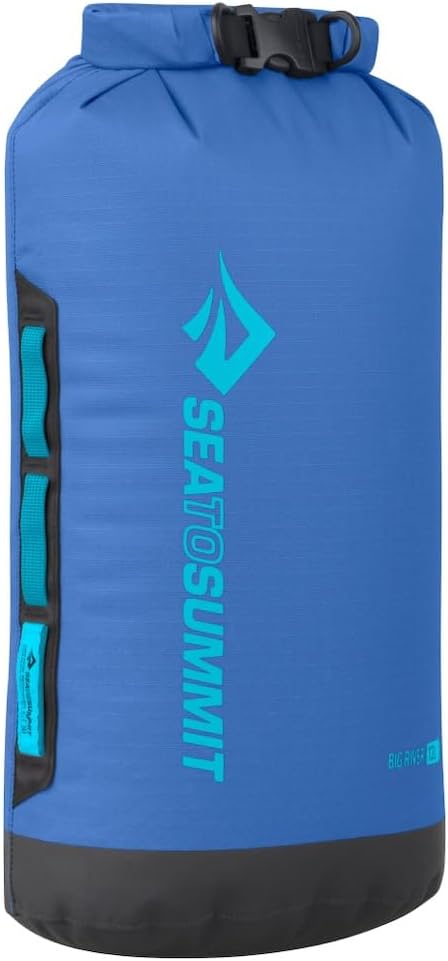 SEA TO SUMMIT - Big River Dry Bag M 13L - Waterproof - Roll-Top - Resistant Fabric - Grab Handles, Lash Point & D-Ring - For Kayaking & Motorcycle Touring - 22 x 20 x 44cm - Surf Blue - 192g