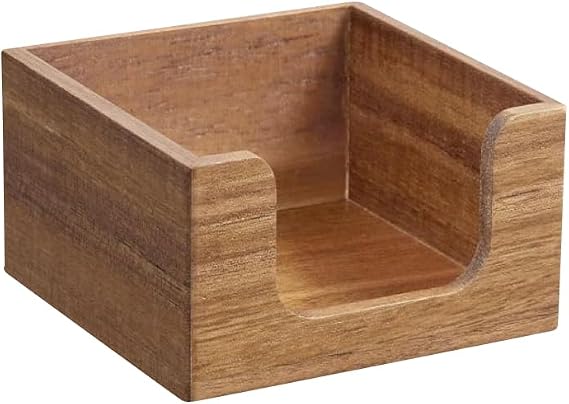 FSSTUD Wood Sticky Note Holder Dispenser Self Stick Note Pad Holder Memo Paper Storage Box Desktop Notepad Organizer Desk Sticky Notes Organizer for Home Office