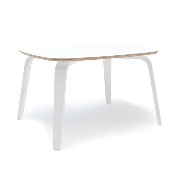 OEUF Play Table White | Modern Kids Activity Table with Scratch-Resistant Top | Bent Baltic Birch Plywood | Non-Toxic, Finish | Made in Europe